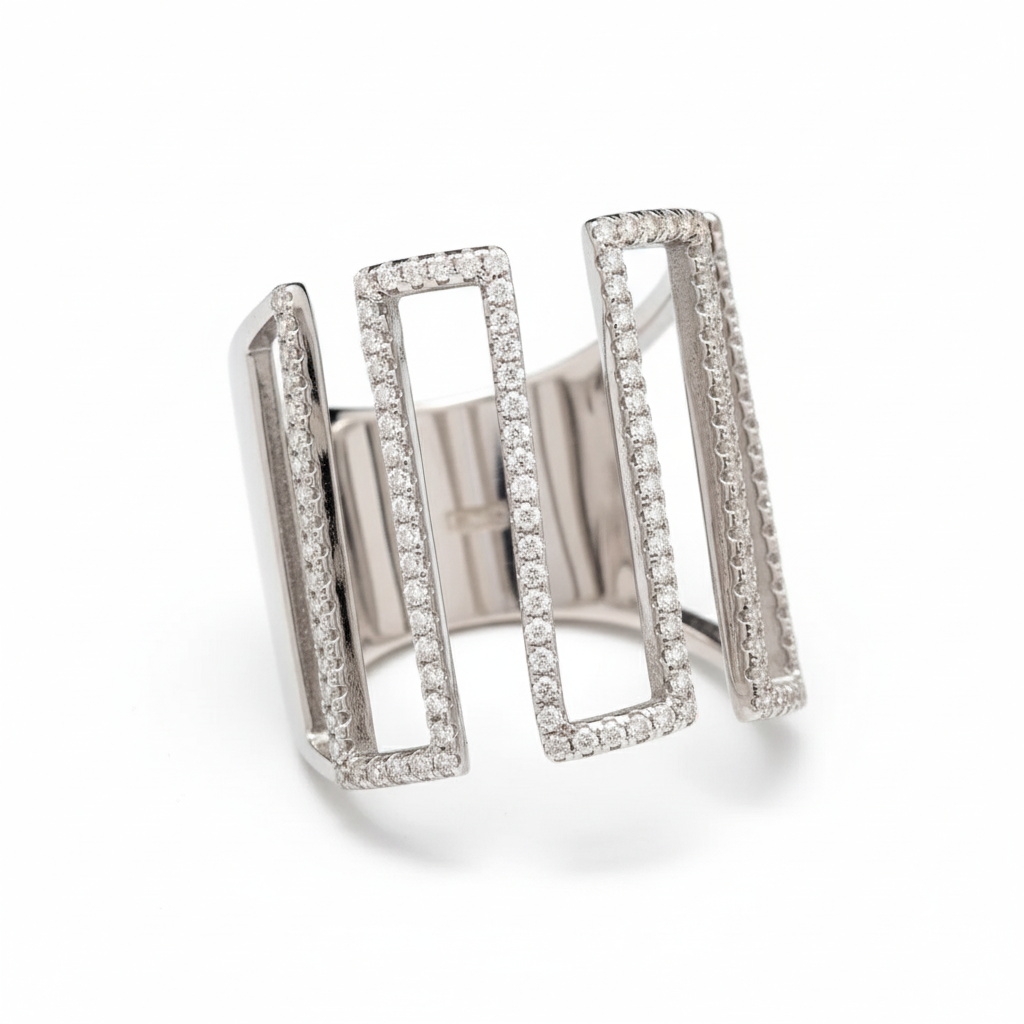 Zig Zag Moissanite Band Ring in 925 Sterling Silver