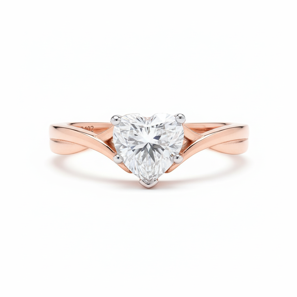 Heart Engagement Moissanite Ring with Moissanite and Sterling Silver