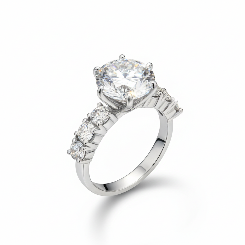 Alia Bhat inspired Engagement Ring in Sterling Silver with Moissanite