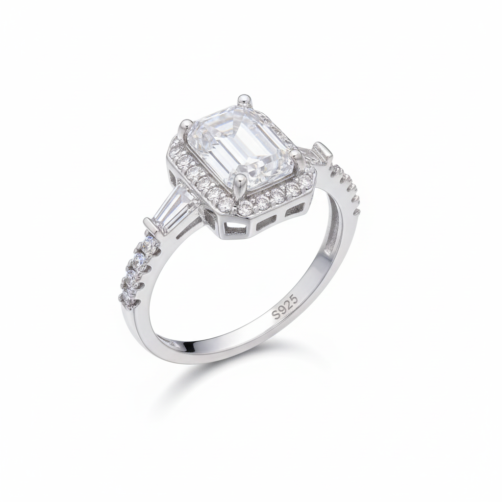 Starlight Glow Silver Moissanite Ring