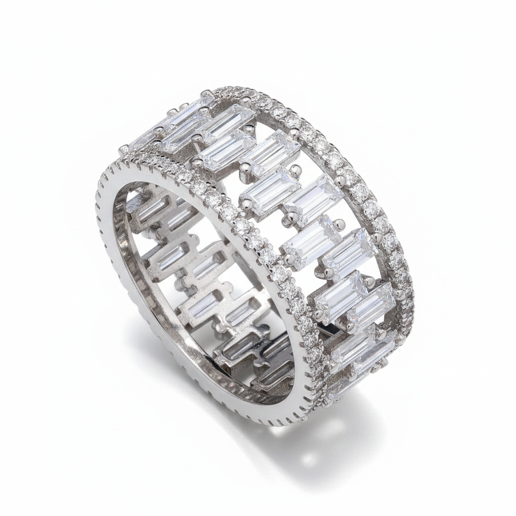 Timeless Moissanite Ring in Sterling Silver for her