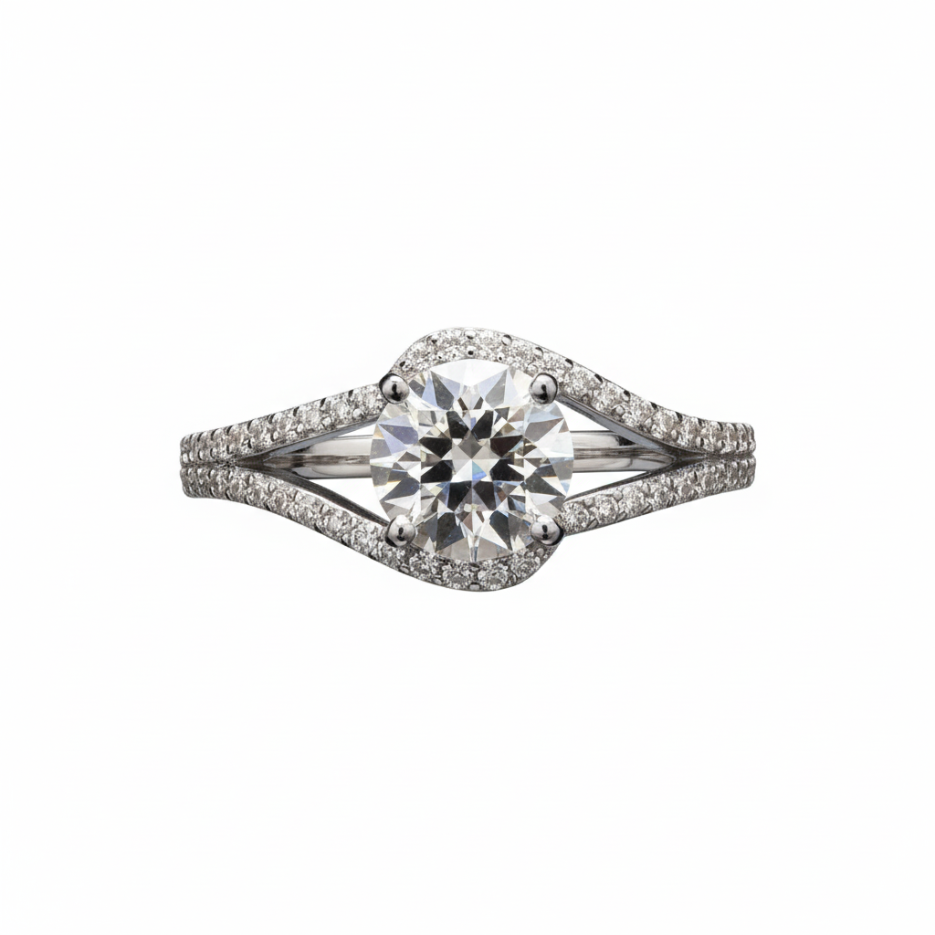 Solitaire Engagement Ring with Moissanite and Sterling Silver