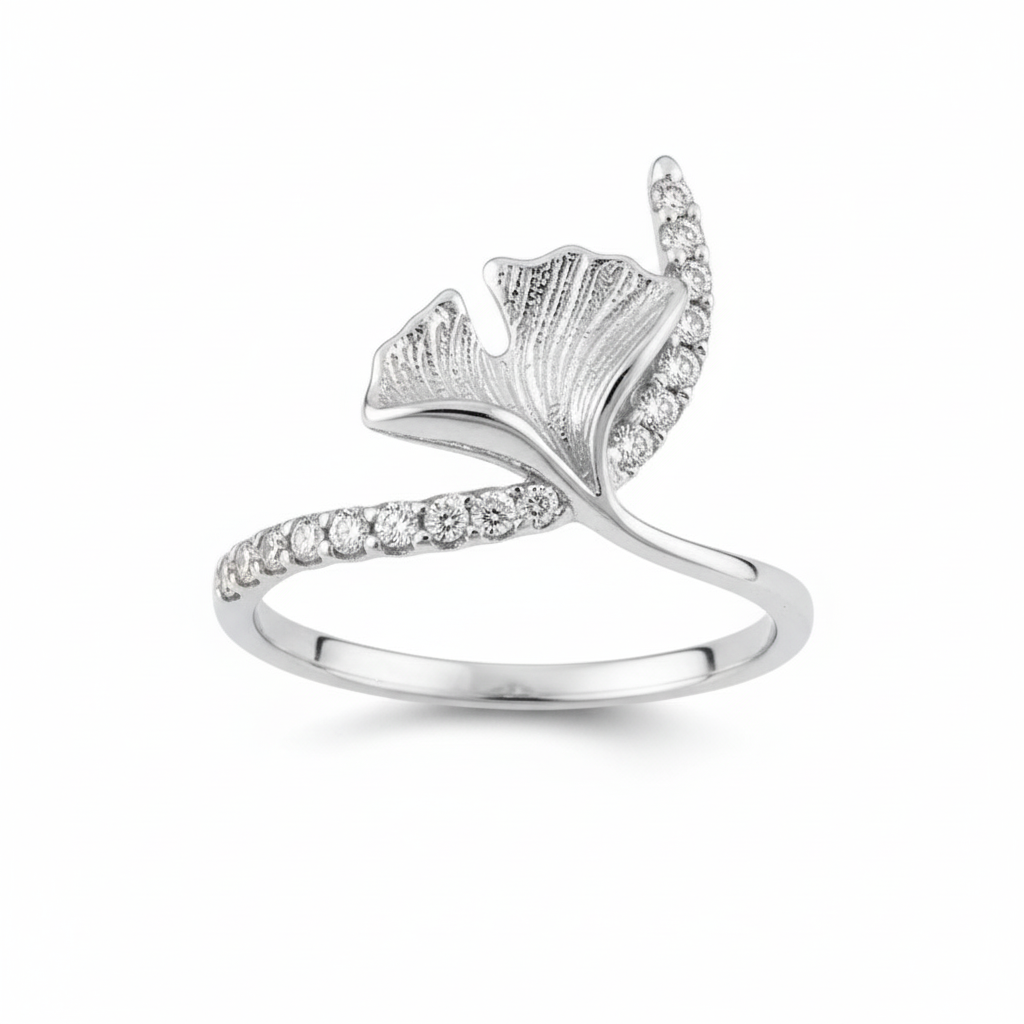 Lotus design Moissanite Sterling Silver Ring perfect for gifting and Occasional Wear