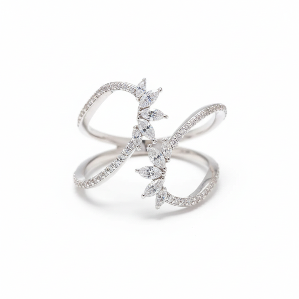 Stackable Moissanite in Sterling Silver Ring