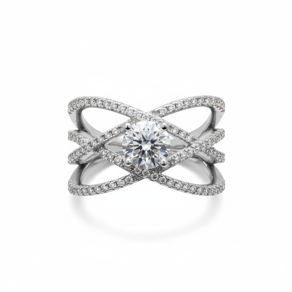 Star Eternity Band in Sterling Silver in Moissanite