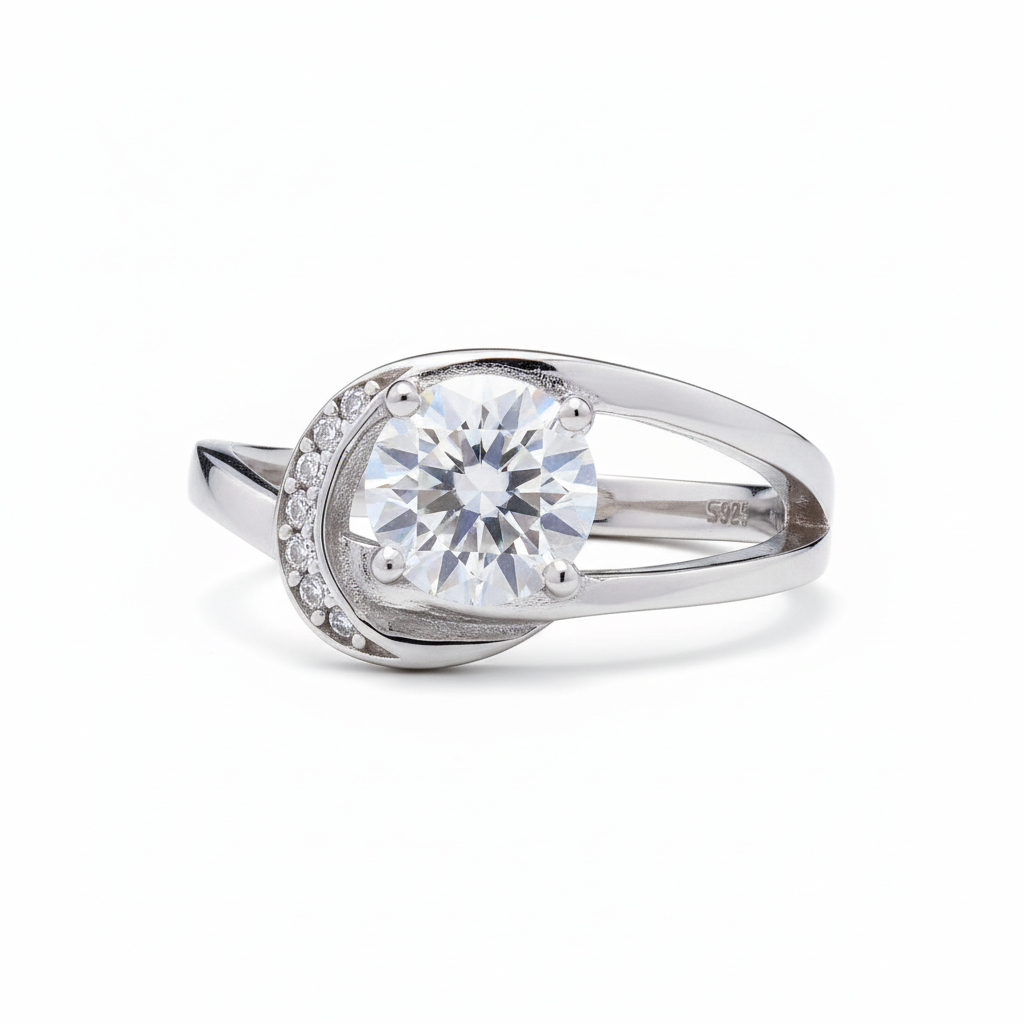 Galaxy Star Moissanite Ring with Moissanite in Sterling Silver