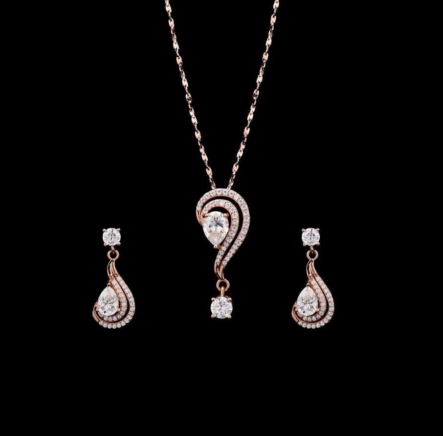 Ruhani Rose Gold Pendant Set in 925 Silver with Moissanite Diamond