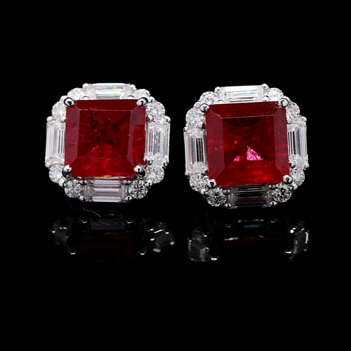 925 Silver Lab-Grown Gemstone Stud Earrings with Moissanite