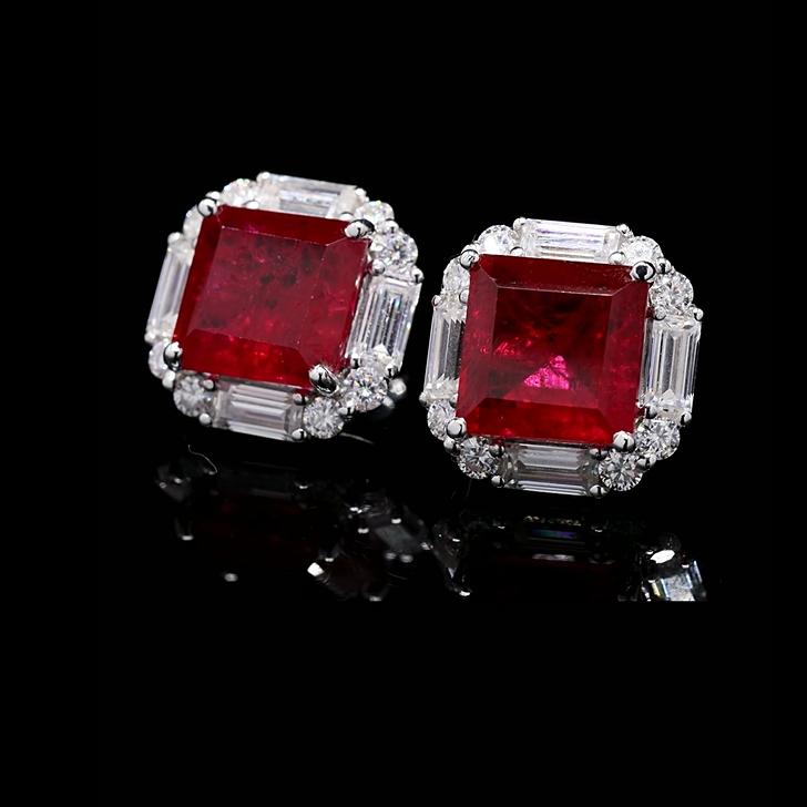 925 Silver Lab-Grown Gemstone Stud Earrings with Moissanite