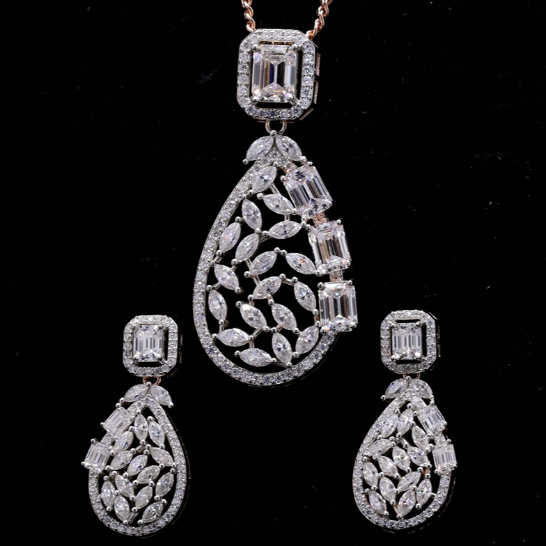 Designer Moissanite Pendant Set for Wedding Jewelry