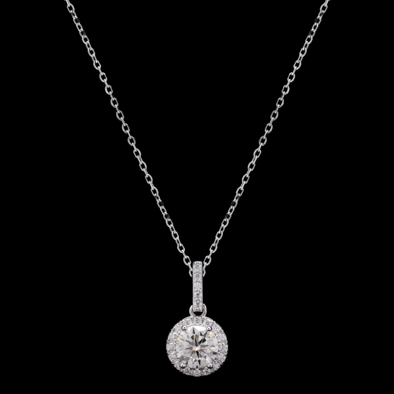 Solitaire Moissanite Pendant in Silver