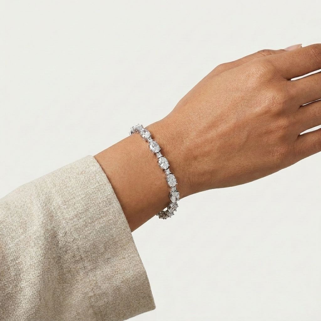 Tennis Moissanite Bracelet in 925 Silver, perfect for office wear