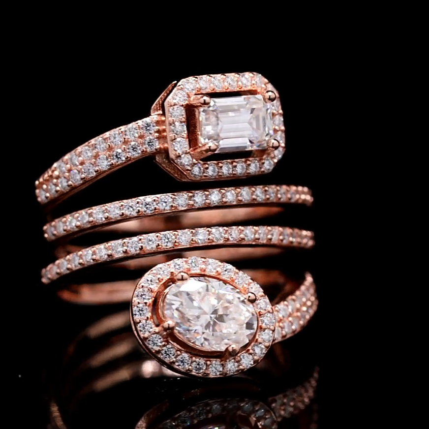 Sterling Silver with Rose Gold Rhodium 3 layer Engagement Ring