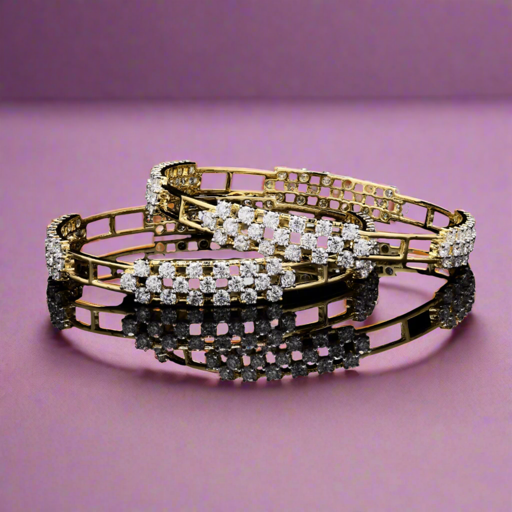Regal Spark Moissanite Bangles in Sterling Silver
