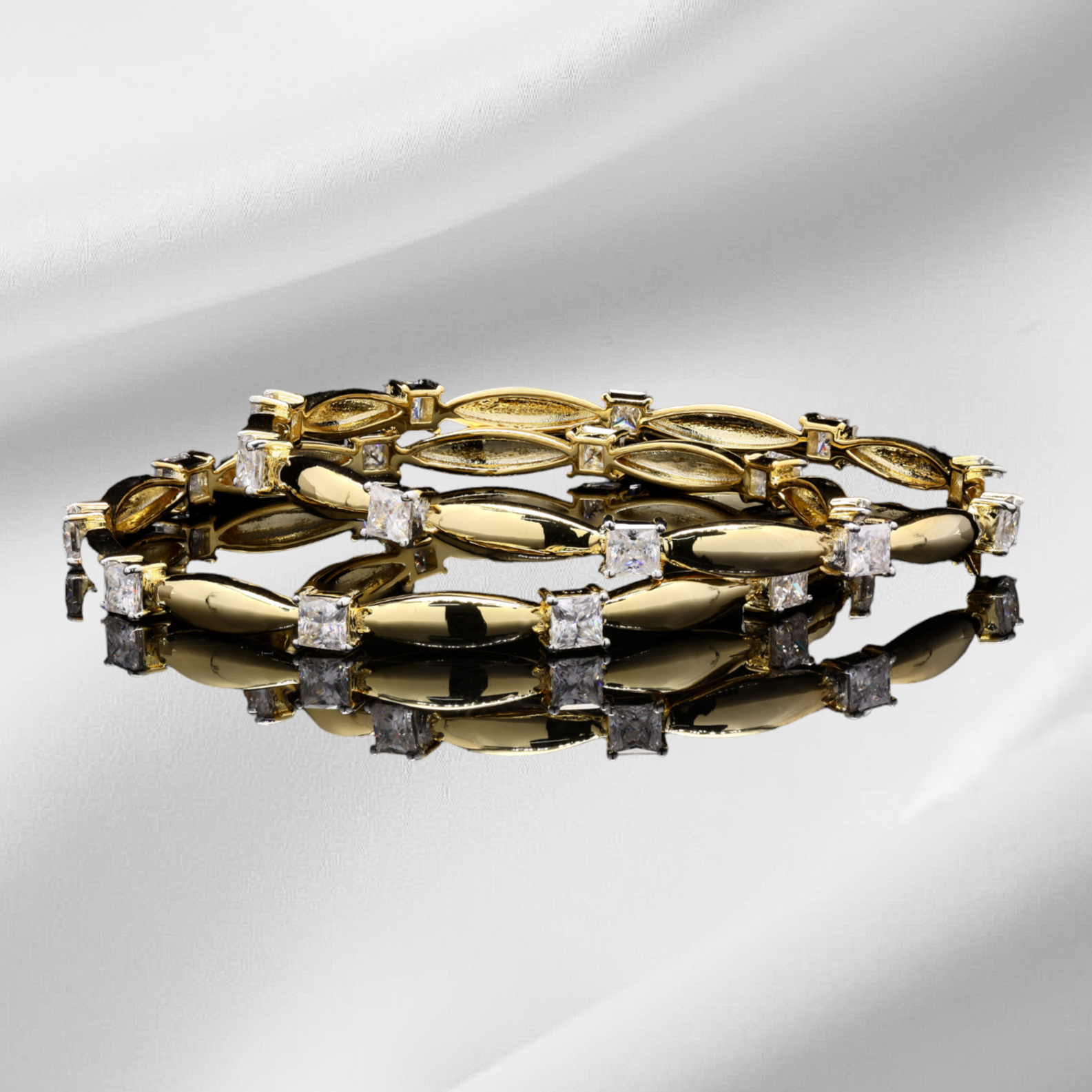 Gold Rhodium Plated Silver Moissanite Bangles
