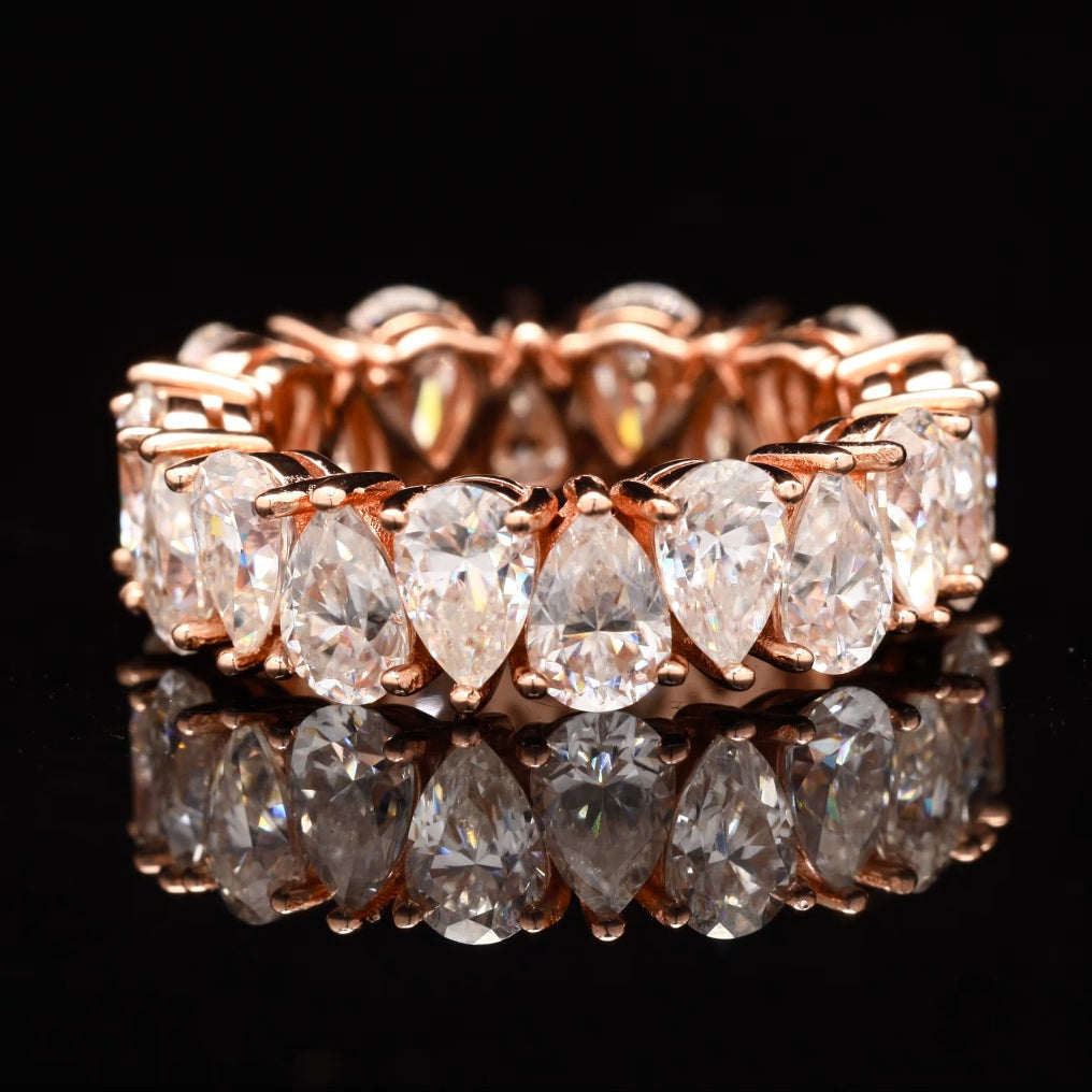 Pear Shape Eternity Band in Sterling Silver with Rose Gold Rhodium