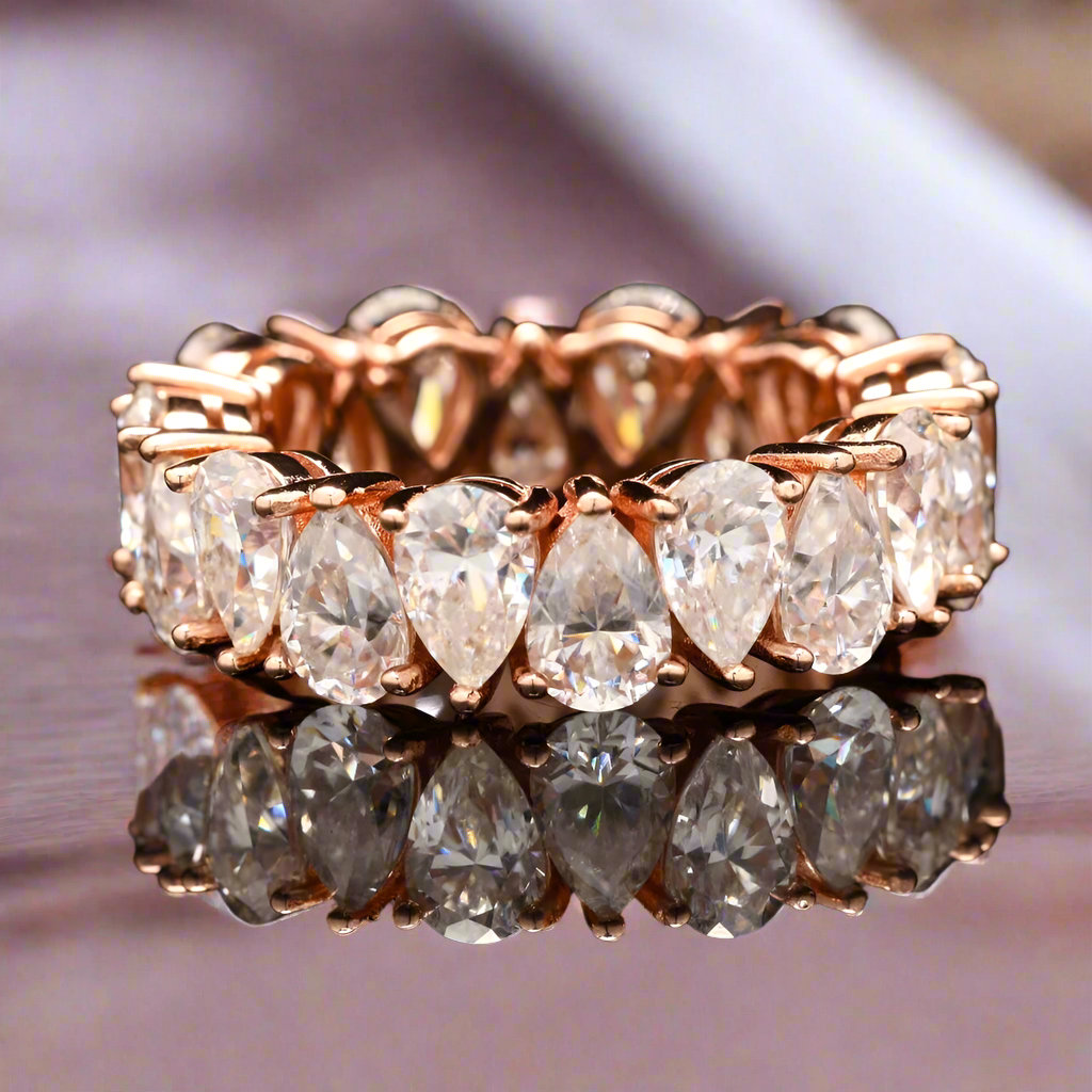 Pear Shape Eternity Band in Sterling Silver with Rose Gold Rhodium