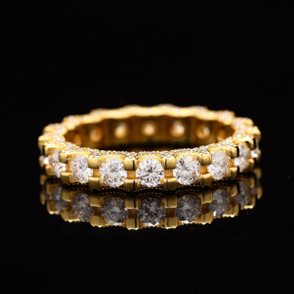 Mystic Cascade Loop Band Ring with Moissanite in Sterling Silver