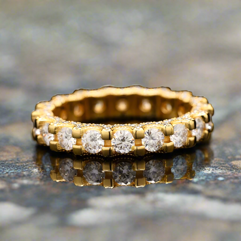 Mystic Cascade Loop Band Ring with Moissanite in Sterling Silver