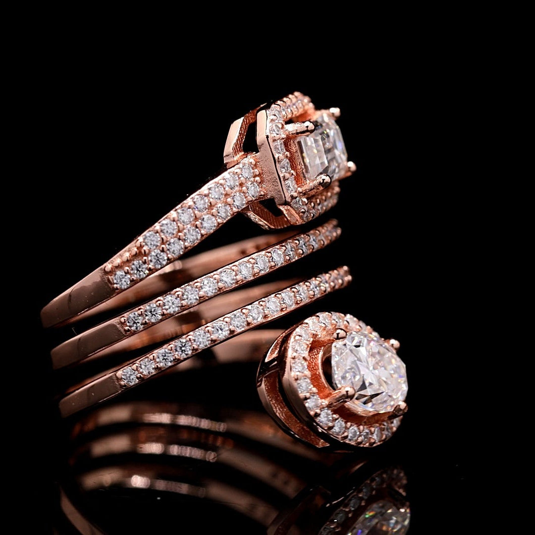 Sterling Silver with Rose Gold Rhodium 3 layer Engagement Ring