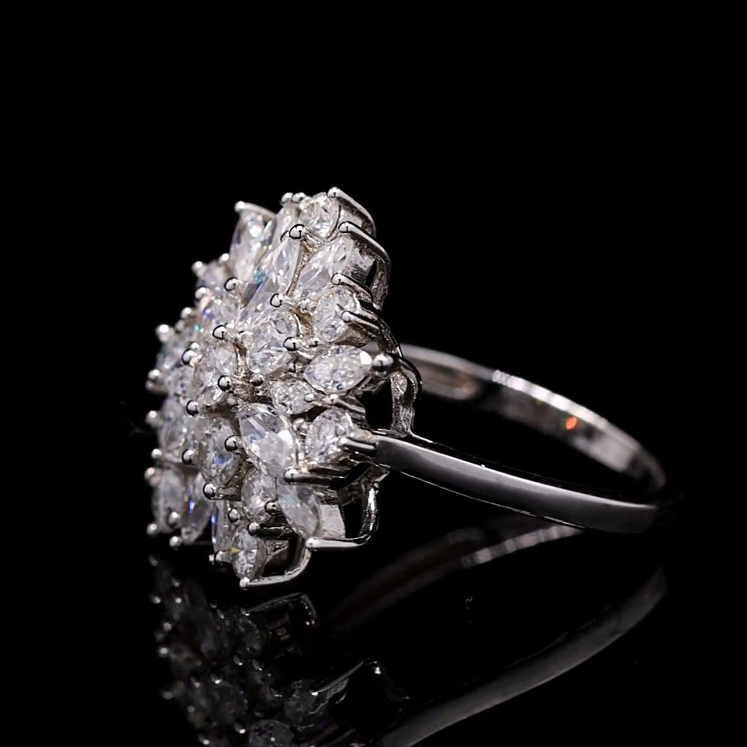 Moissanite Diamond Cluster Ring