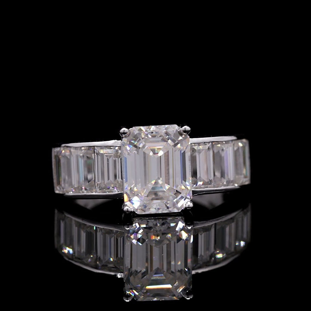 Classic Emerald Cut and step down Baguette Ring