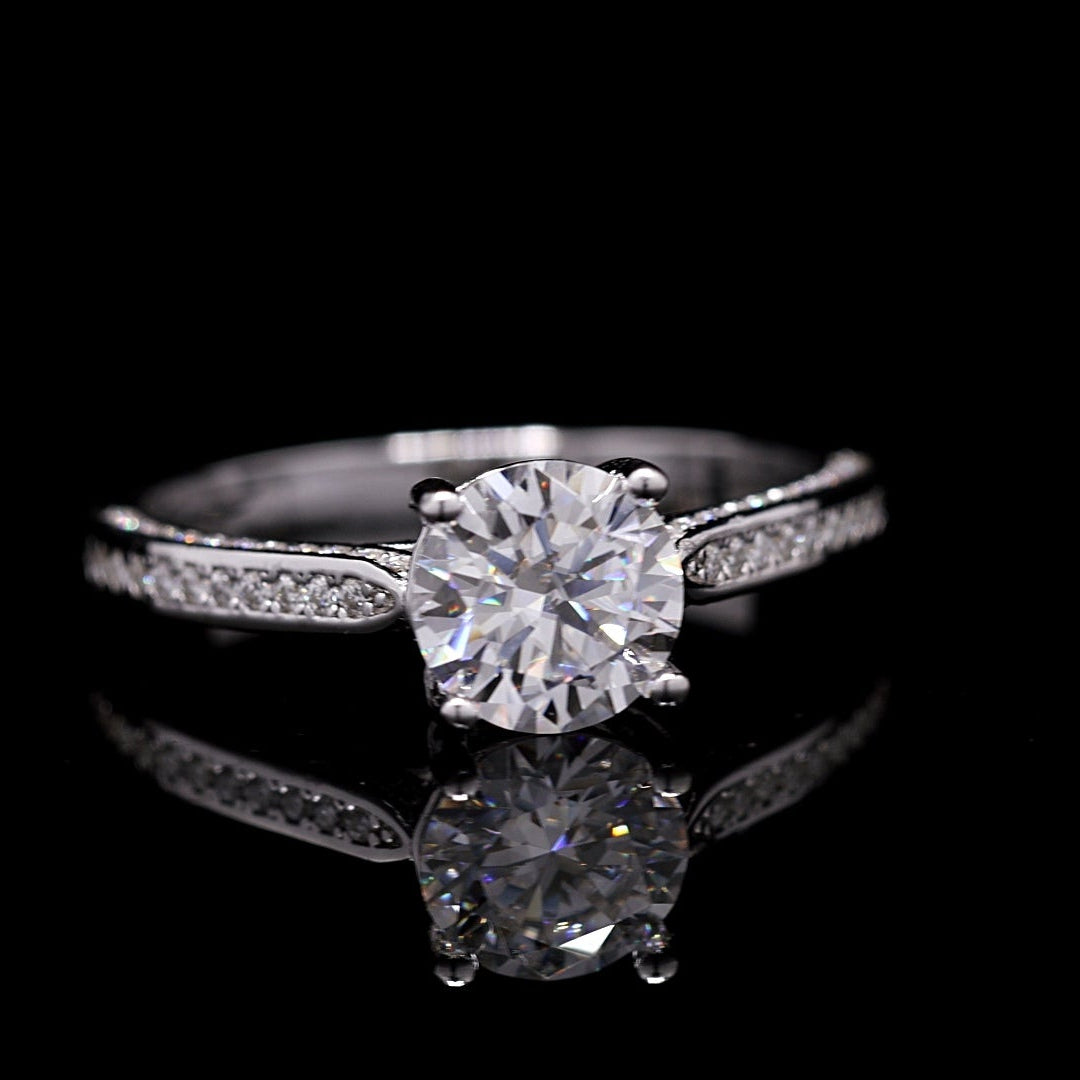 4 Prong Silver Moissanite Wedding Ring