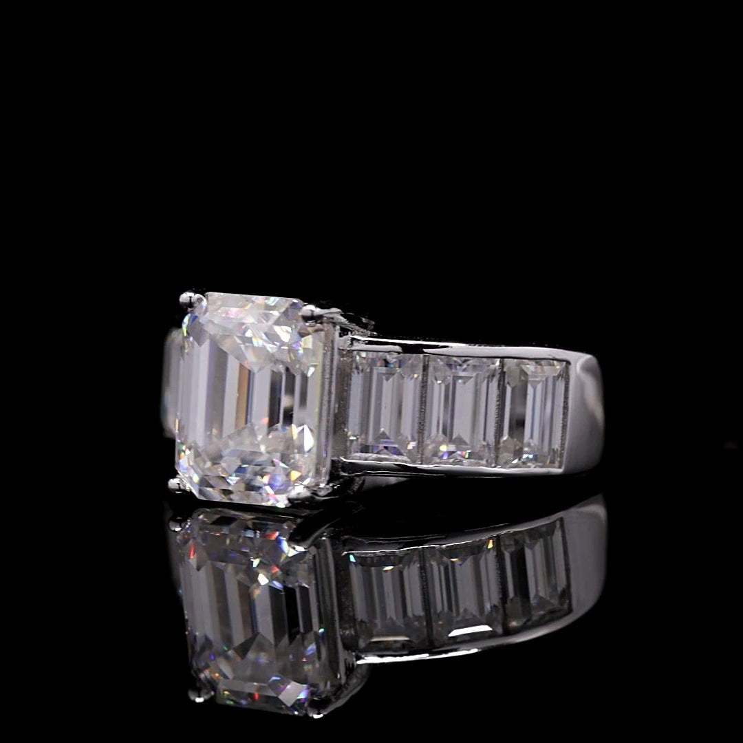 Classic Emerald Cut and step down Baguette Ring