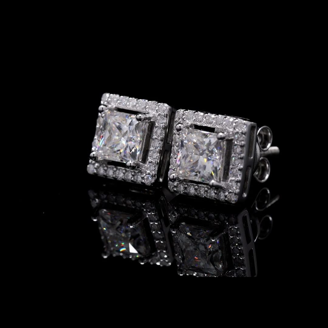 Timeless Square Brilliance Sterling Silver Moissanite Studs