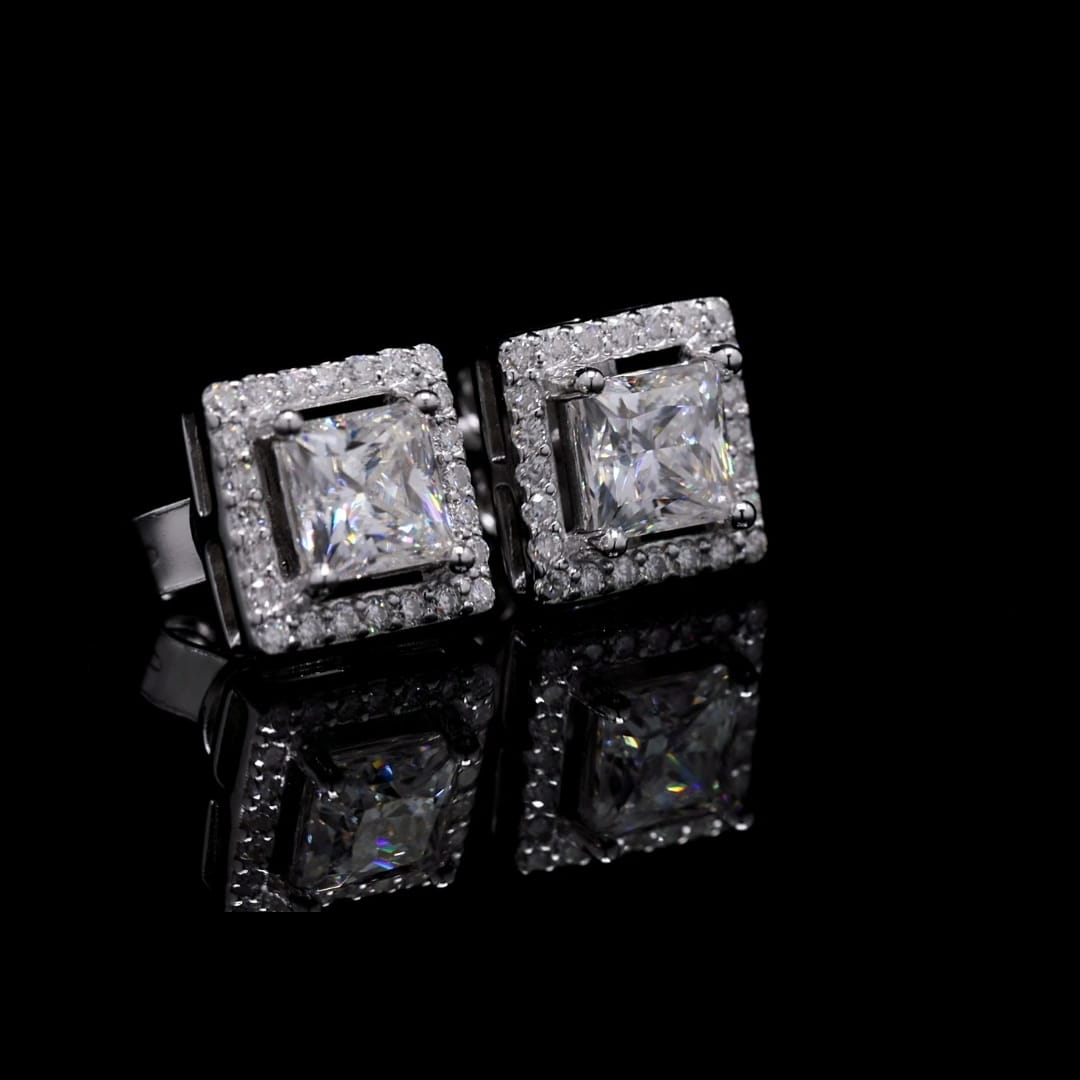 Timeless Square Brilliance Sterling Silver Moissanite Studs