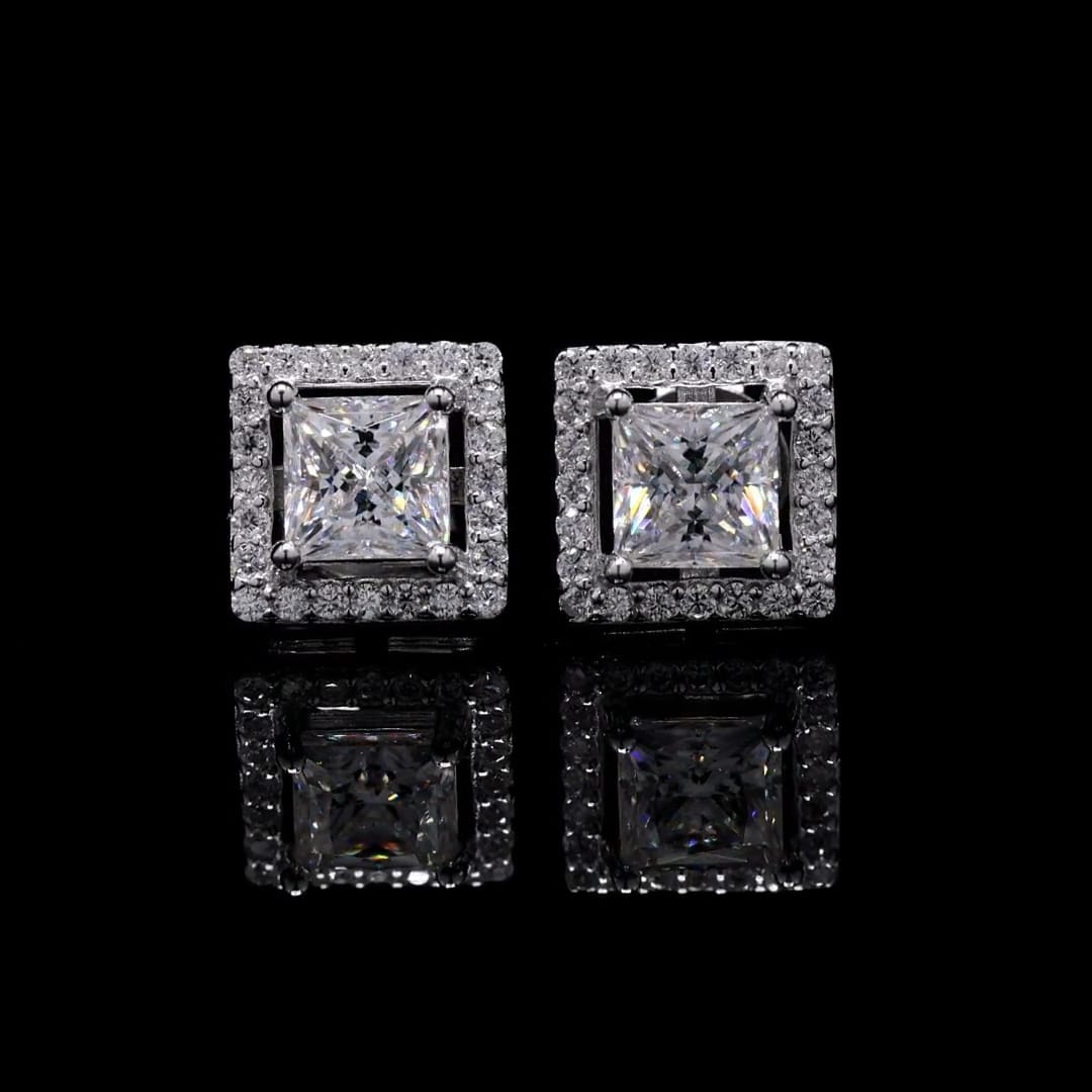 Timeless Square Brilliance Sterling Silver Moissanite Studs