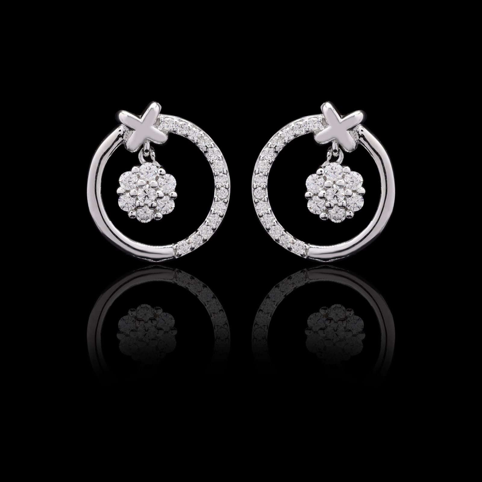 Floral Halo Drops Moissanite in 925 silver Studs Earring