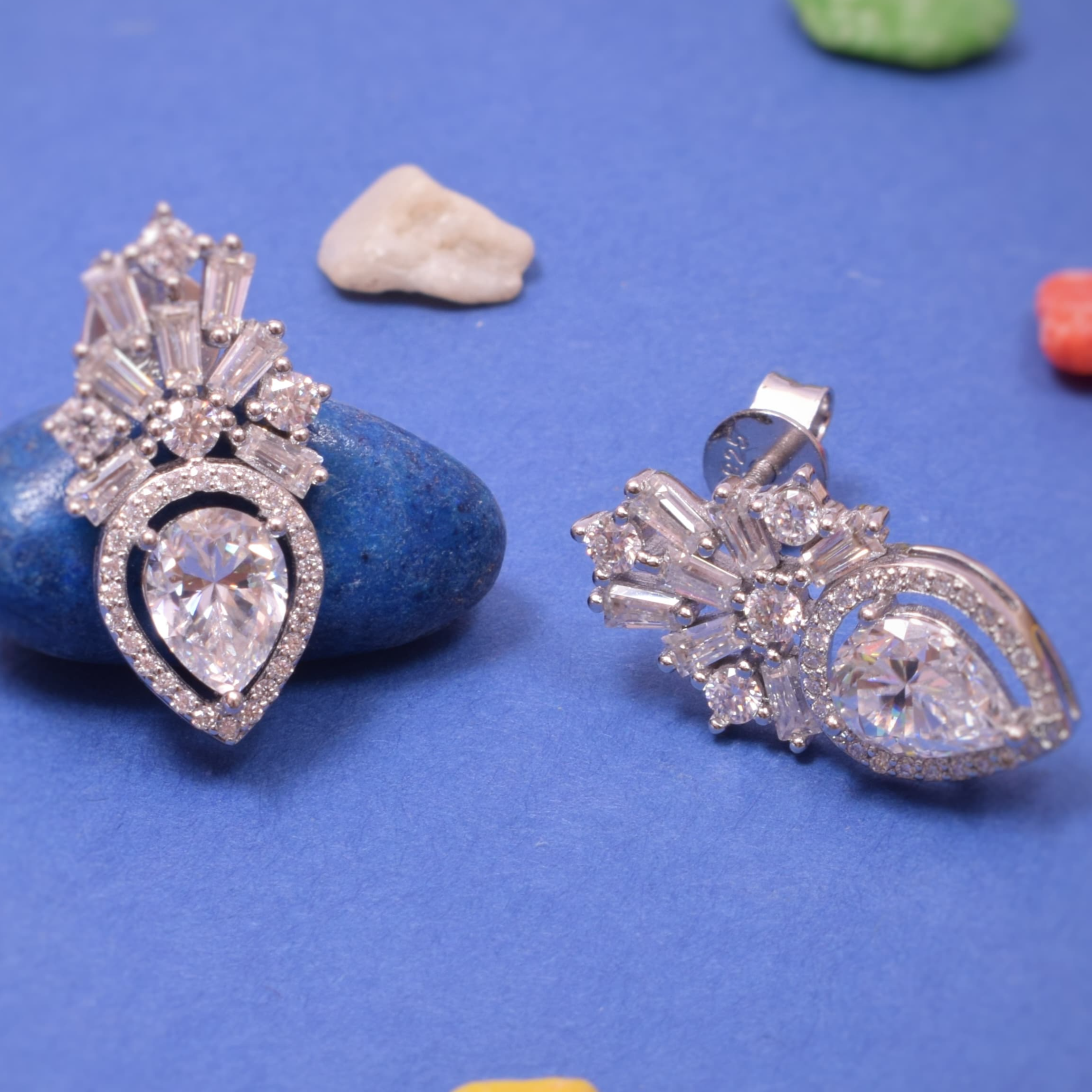 Statement Pear Shape Sterling Silver Moissanite Earrings