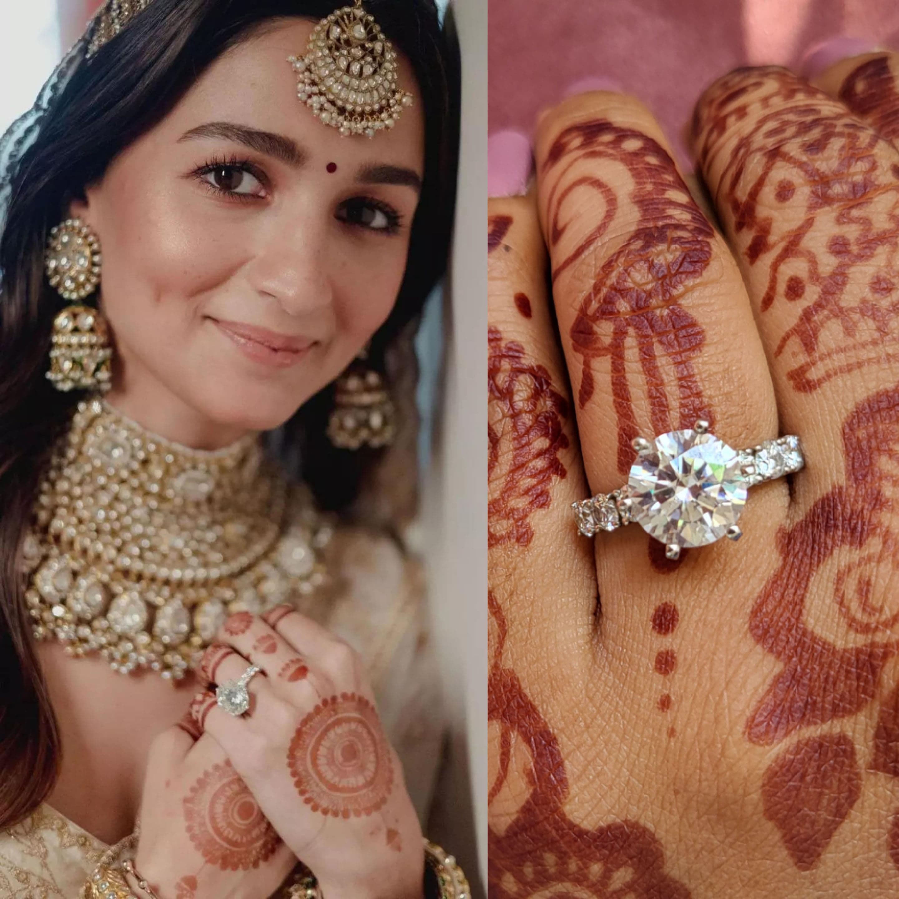 Alia Bhat inspired Engagement Ring in Sterling Silver with Moissanite