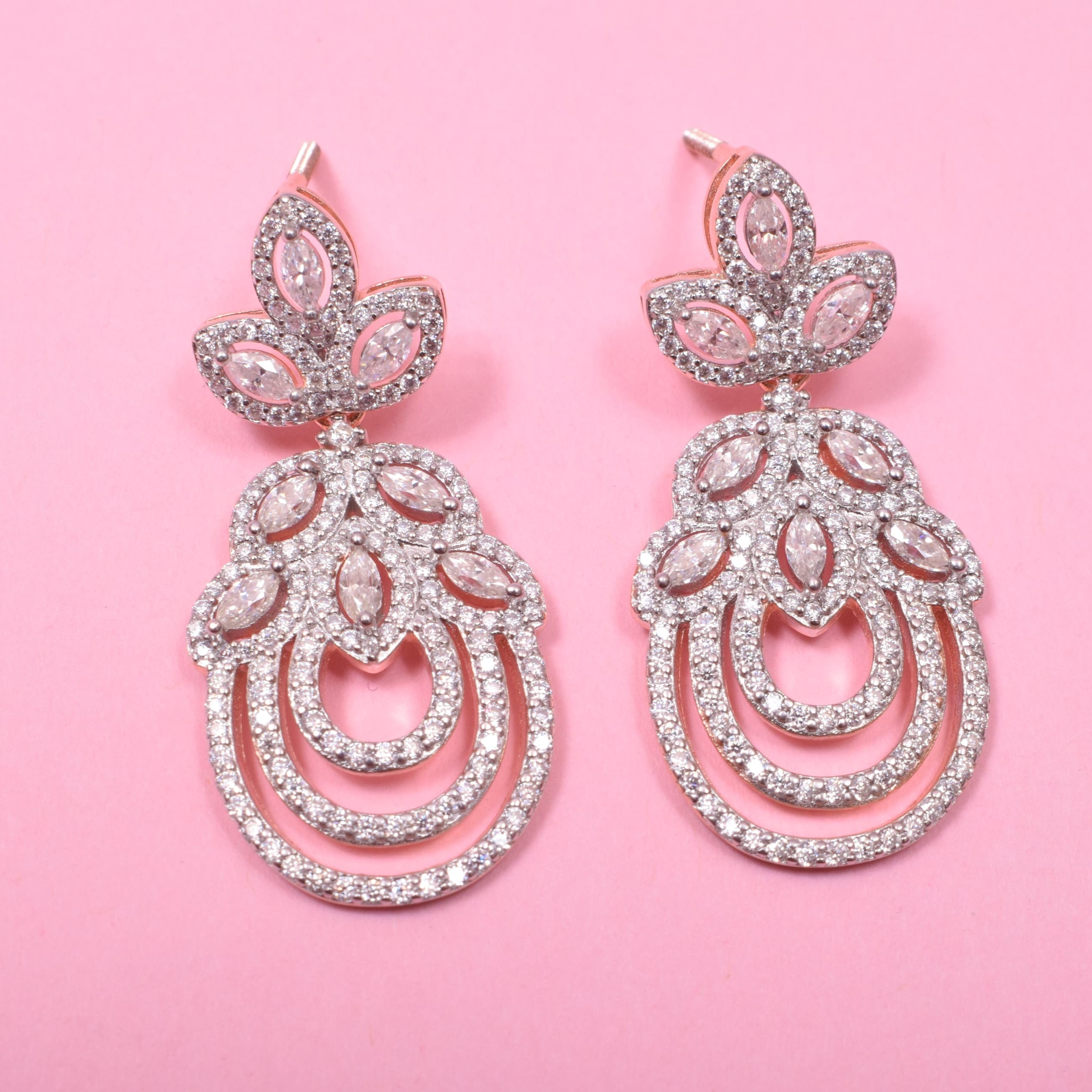 Moissanite Floral Fantasy Sterling Silver Earrings