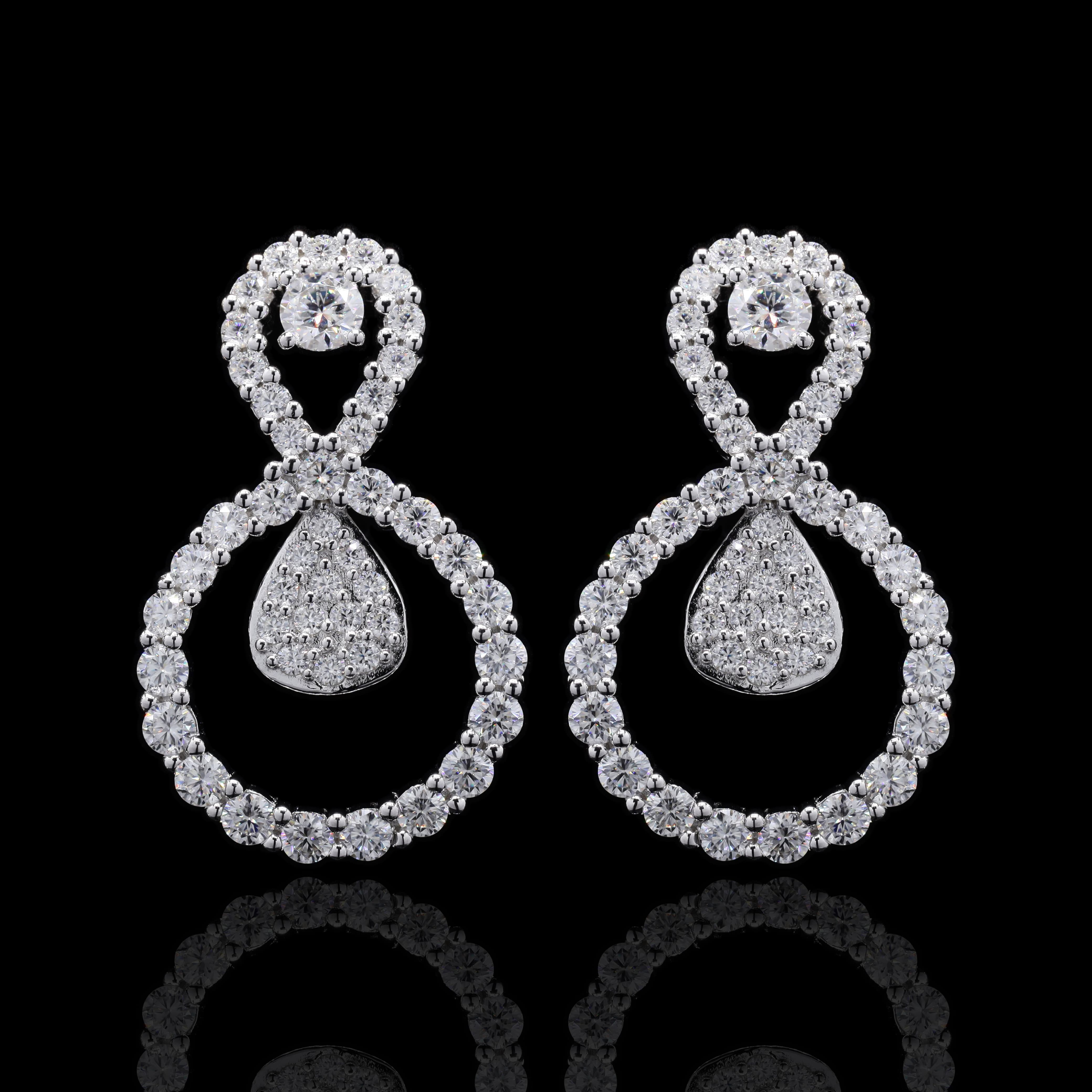 Elegant Pear-Drop Sterling Silver Moissanite Earrings