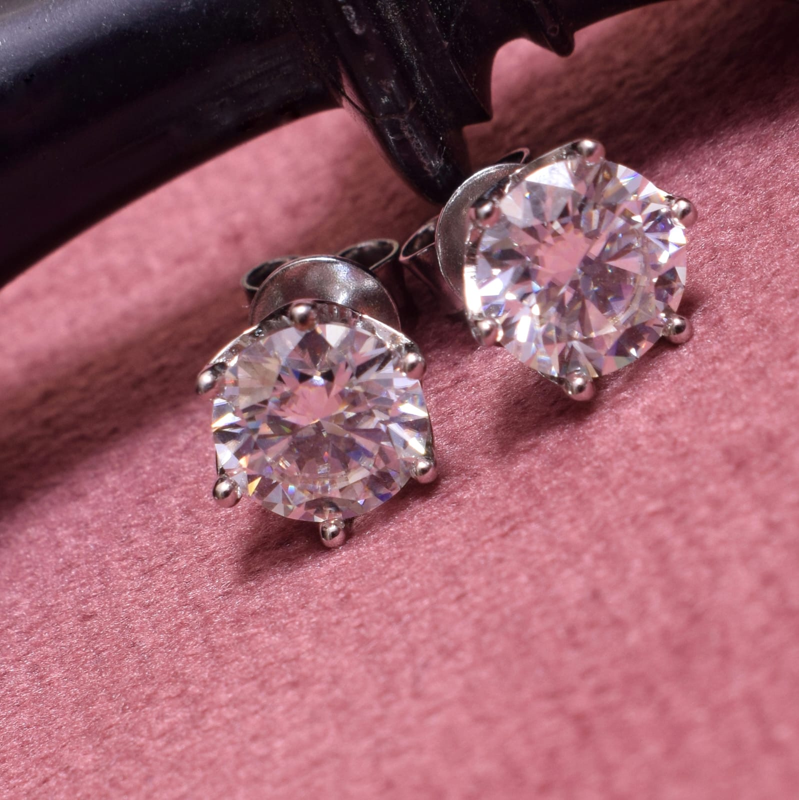 Twilight Twinkles Round Studs in Moissanite with Sterling silver, 3.6 Carat