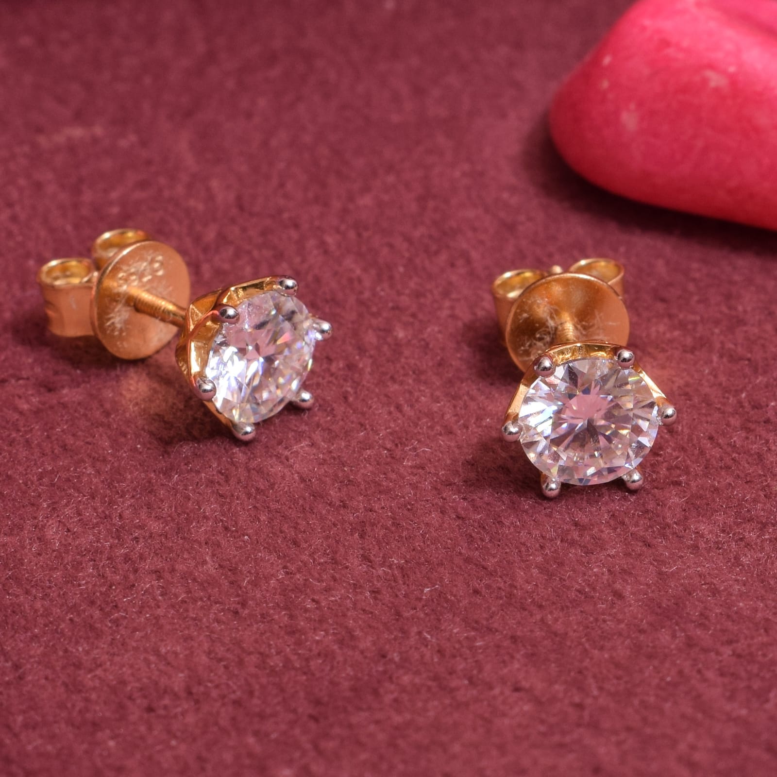 Crystal Orbit Round Silver Studs, 7 Carat