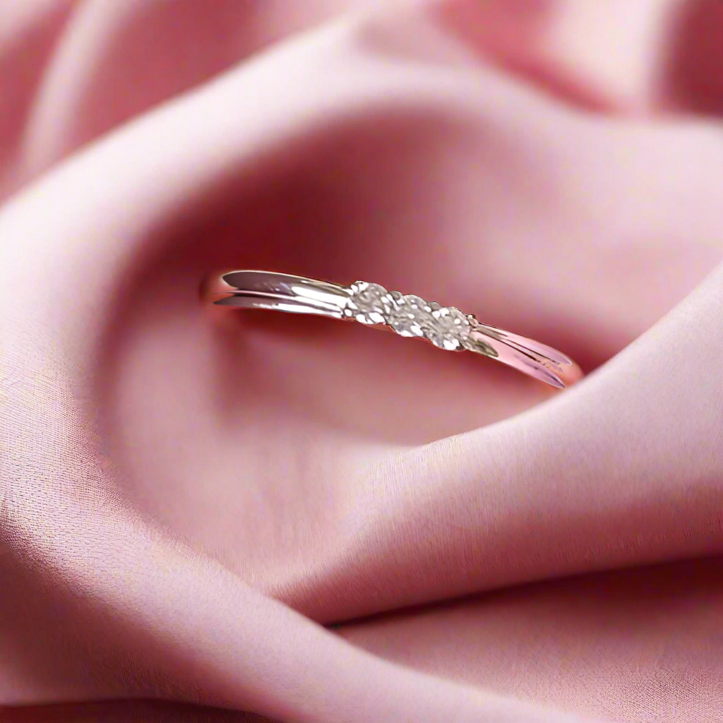Minimal 3 stone Moissanite Ring
