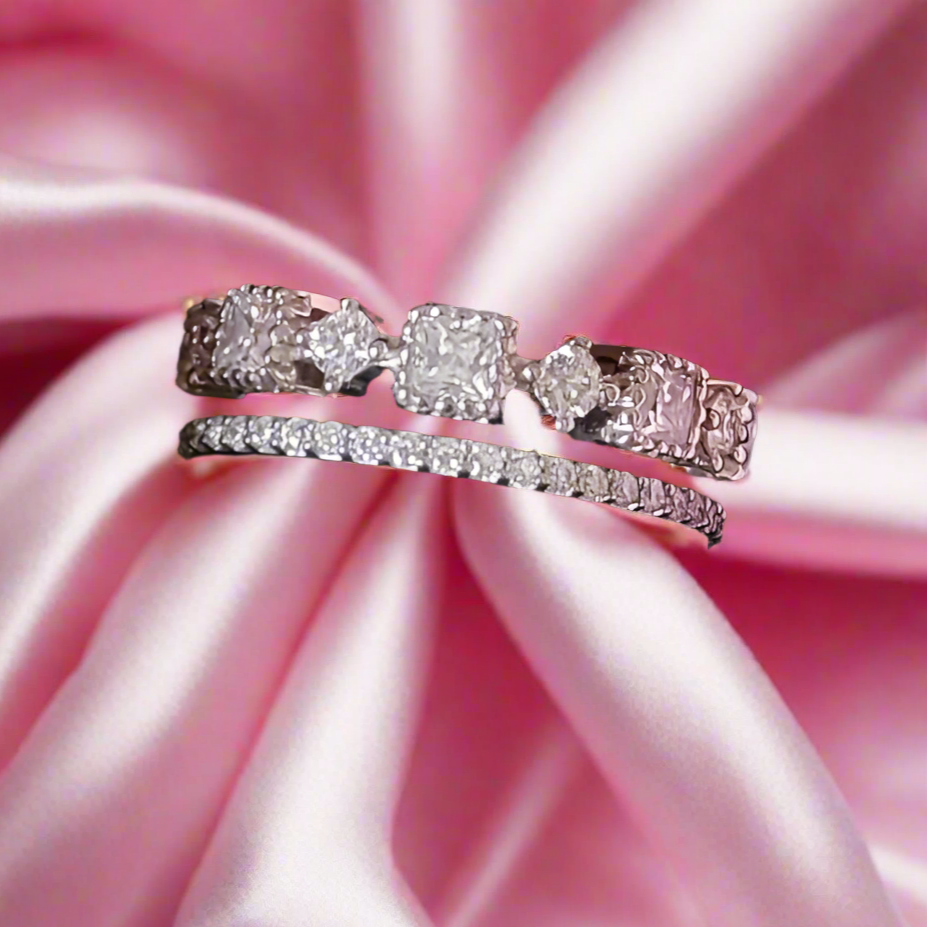 Aura ring Band in Sterling SIlver with Moissanite