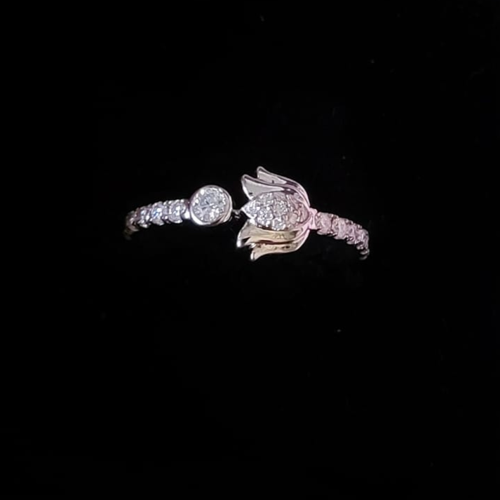Sterling silver Lotus ring with Moissanite Diamond