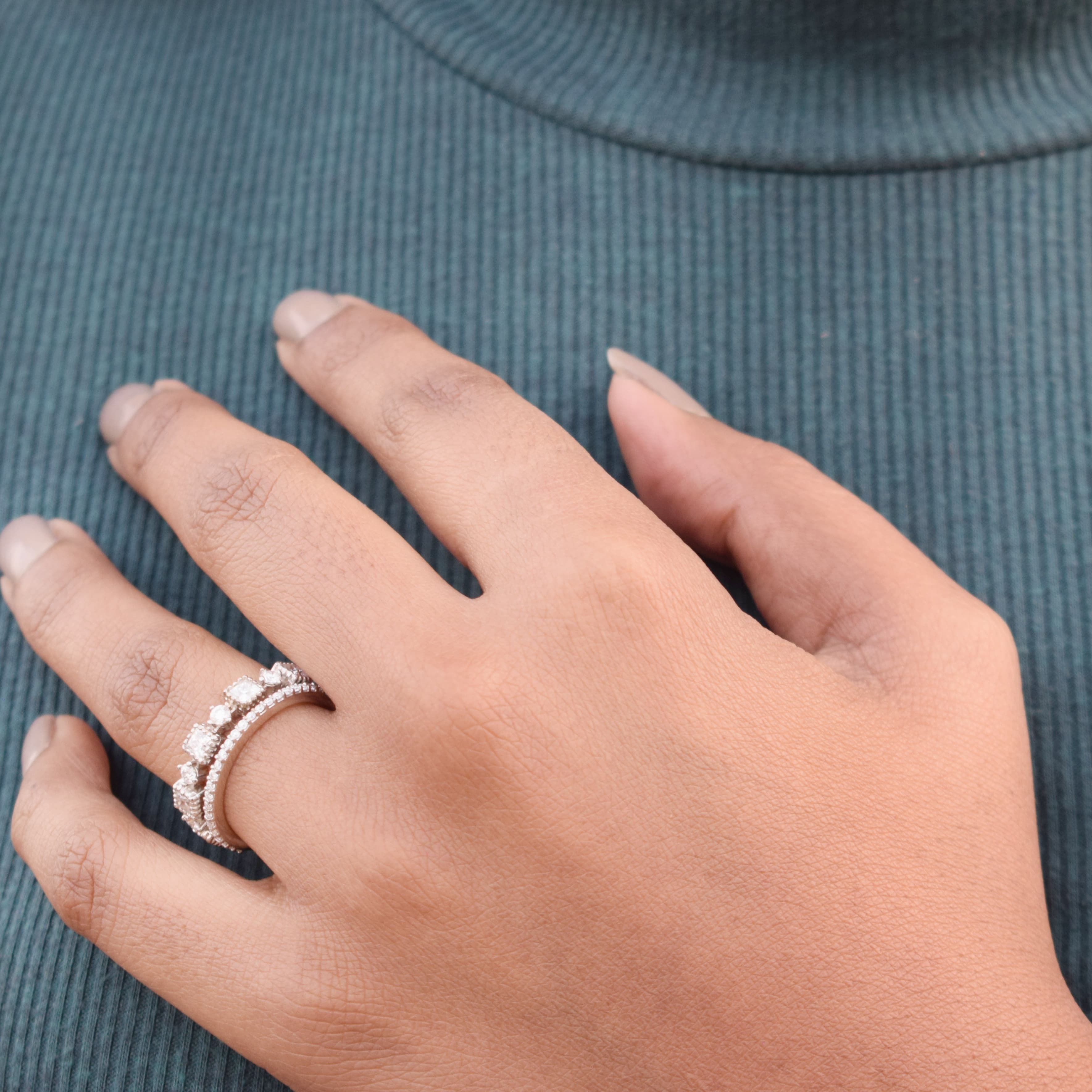 Aura ring Band in Sterling SIlver with Moissanite