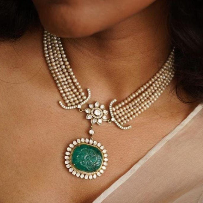 Victorian Moissanite Necklace in 925 Silver