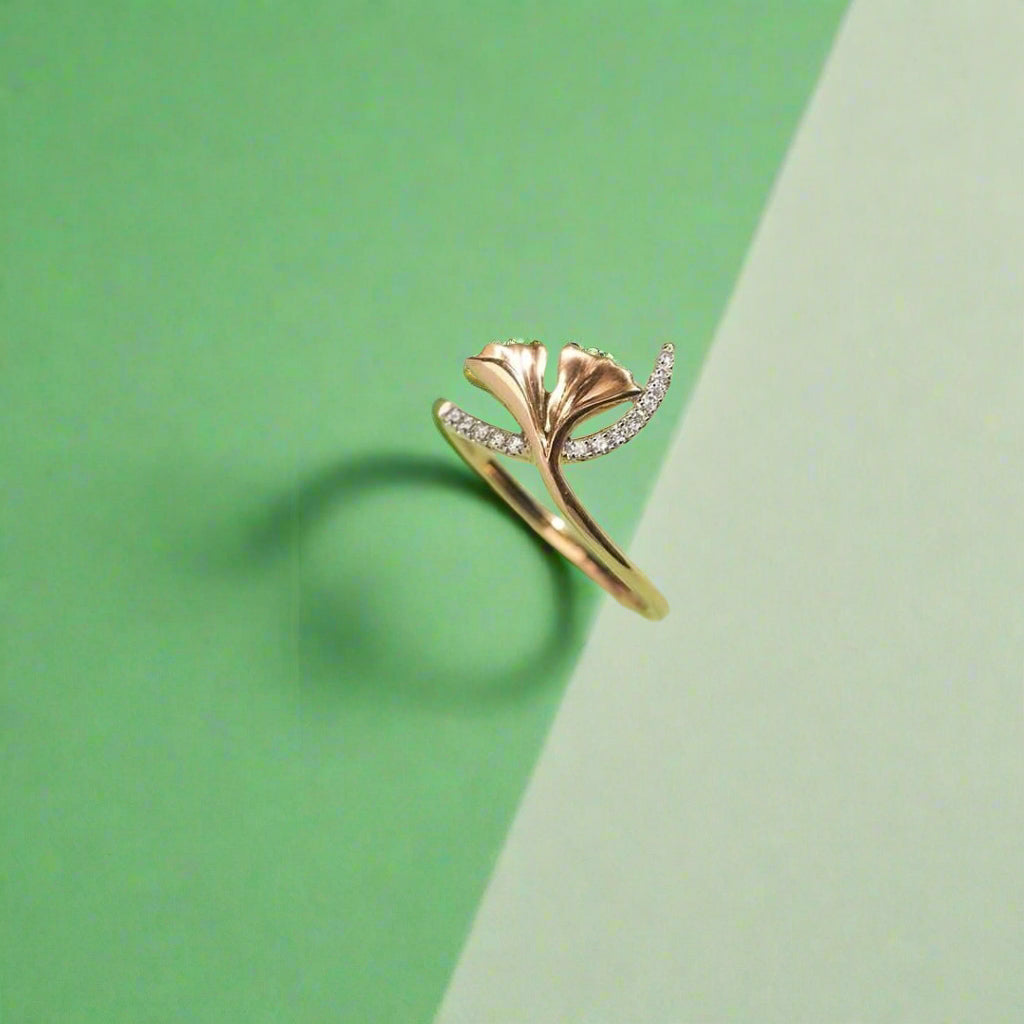 Lotus design Moissanite Sterling SIlver Ring