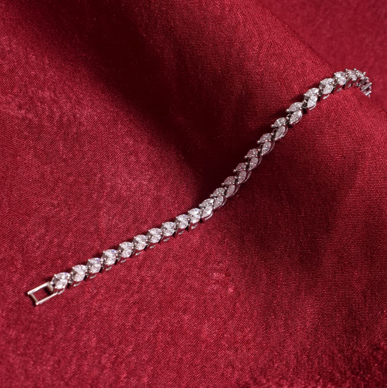 Classic Marquise Moissanite Tennis Bracelet in Silver