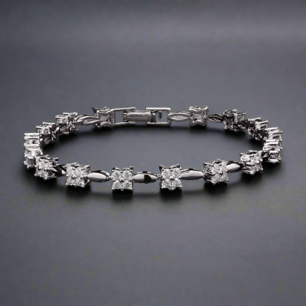 Starlight Strand Silver Moissanite Bracelet for a Date