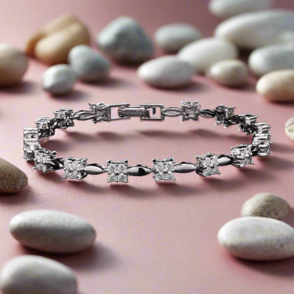 Starlight Strand Silver Moissanite Bracelet for a Date