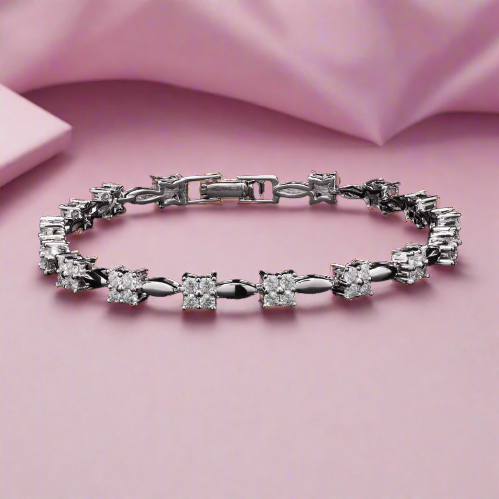 Starlight Strand Silver Moissanite Bracelet for a Date
