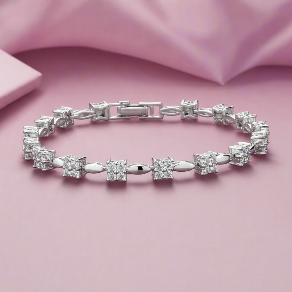 Starlight Strand Silver Moissanite Bracelet for a Date