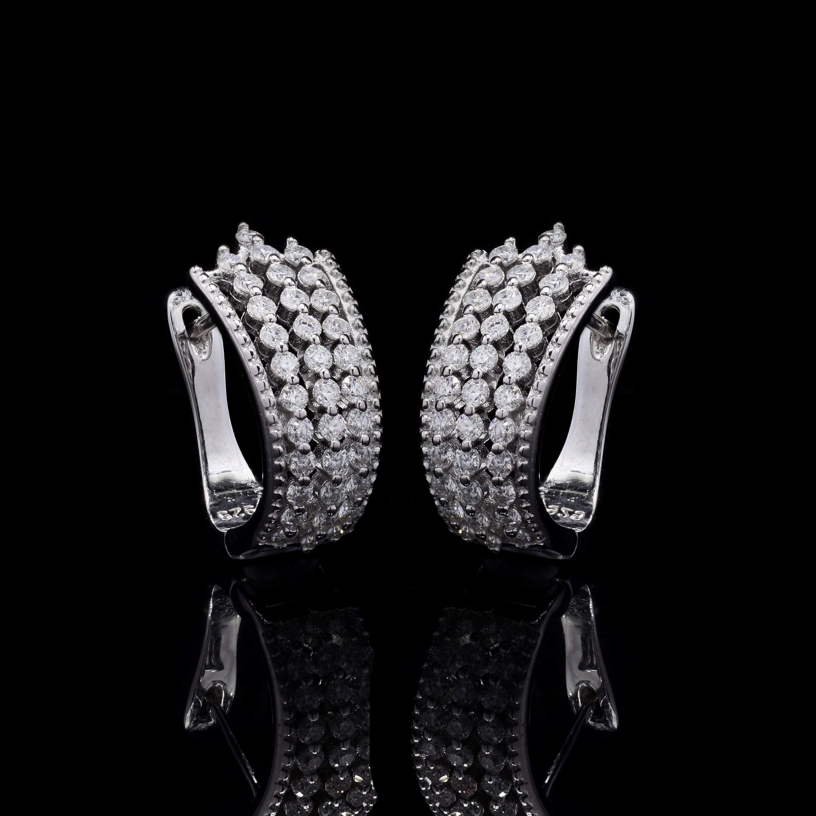 Moissanite Sparkling Sterling Silver Elegance Hoop Earrings